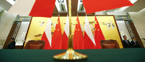 Poland and Chinese flags