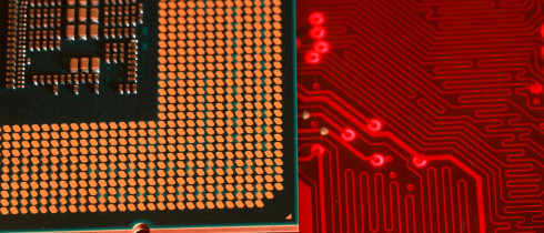 Computer motherboard and chip appear in this illustration.