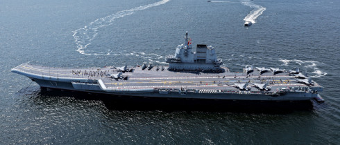 Visitors on-board the aircraft carrier Shandong on July 4, 2025.