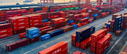Container parked in Taicang Port Area in Suzhou Port, Jiangsu Province, China on February 18, 2026