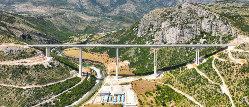  This aerial photo taken on July 24, 2023 shows a bridge on the Bar-Boljare highway in Montenegro.